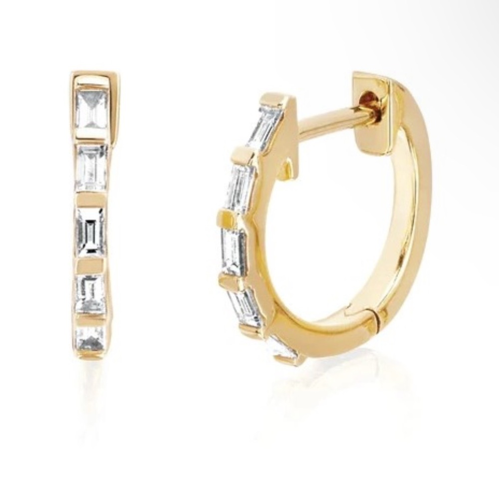 NEW, EF COLLECTION GOLD & DIAMOND HUGGIE EARRING!